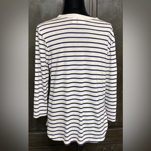 Chico’s sequence white/blue stripes Tunic -  Size 1 - Picture 3 of 12
